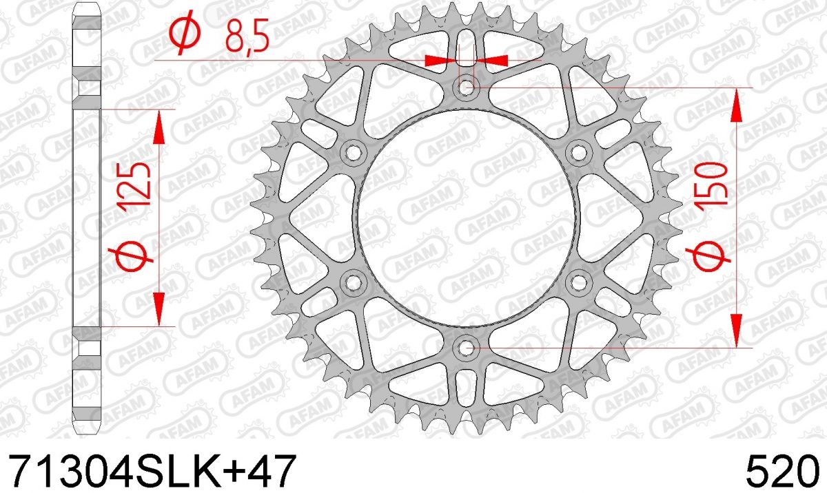 REAR STEEL SUPER LIGHT 47T, 520, BLACK