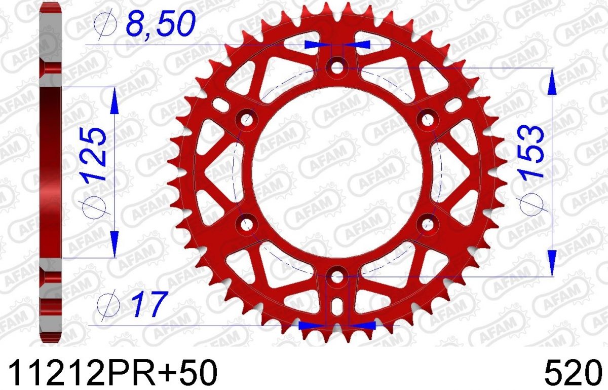 REAR ALU 50T, 520, RED