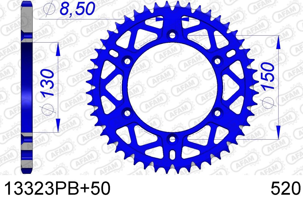 REAR ALU 50T, 520, BLUE