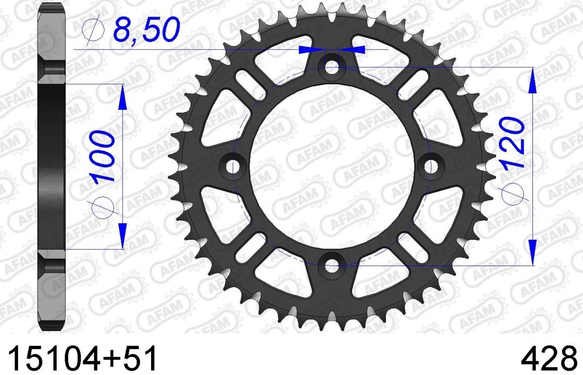 REAR ALU 51T, 428