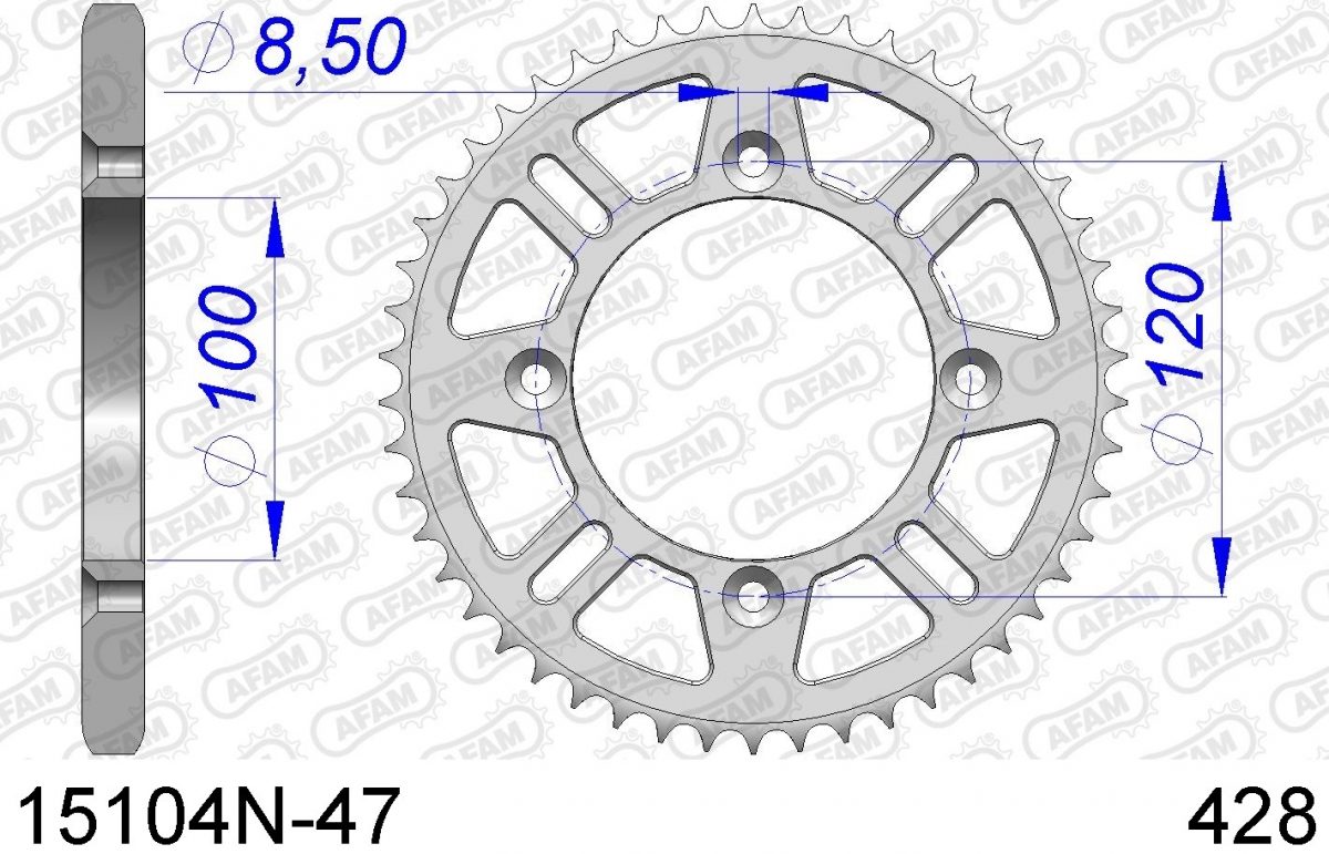 REAR ALU 47T, 428
