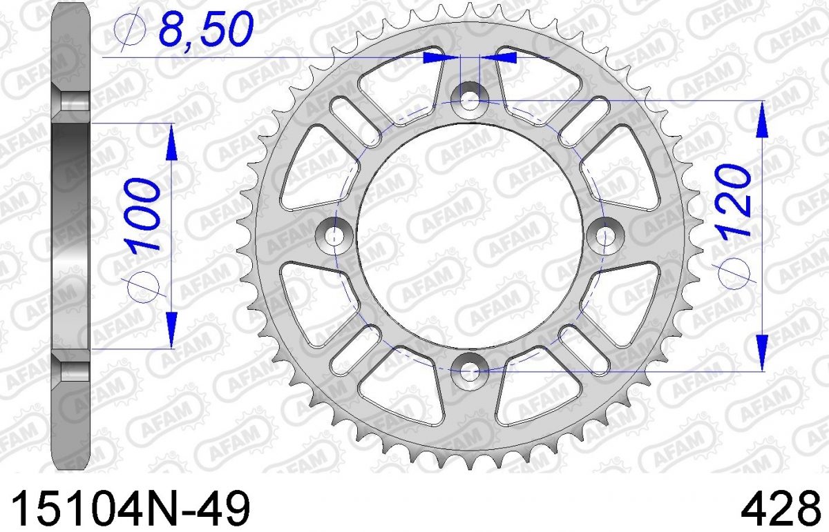 REAR ALU 49T, 428