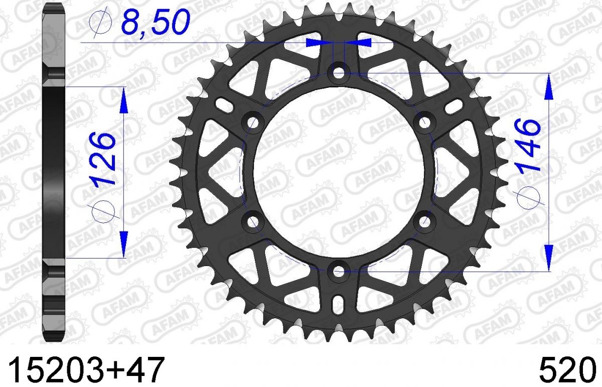 REAR ALU 47T, 520