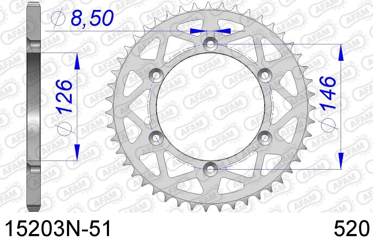 REAR ALU 51T, 520