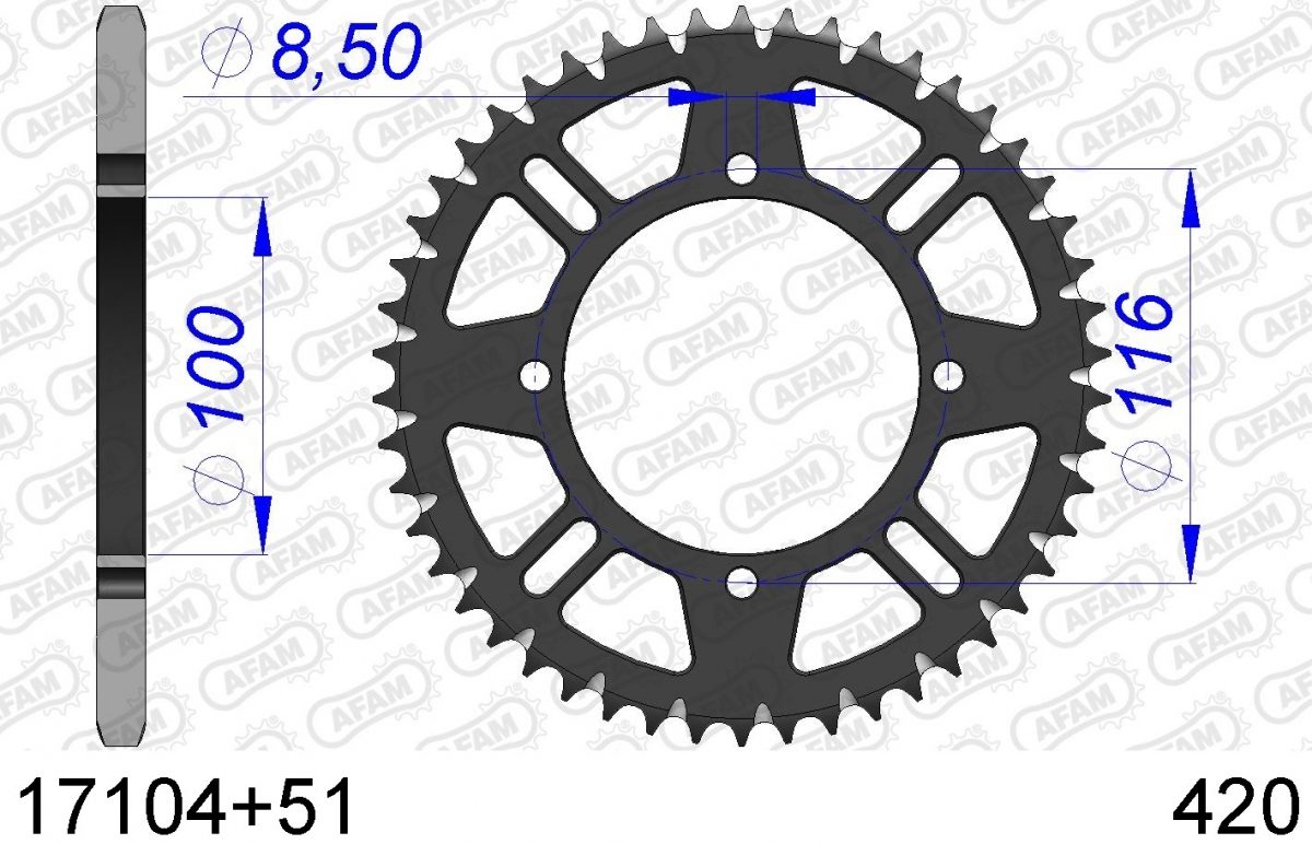 REAR ALU 51T, 420