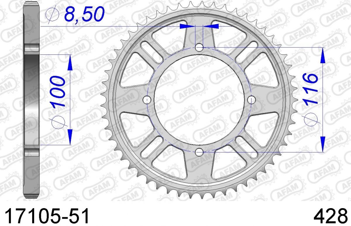 REAR ALU 51T, 428