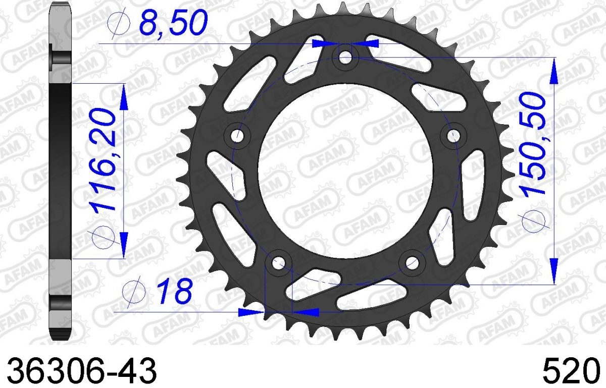 REAR ALU 43T, 520