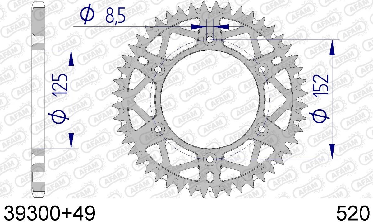 REAR ALU 49T, 520, SELF CLEANING
