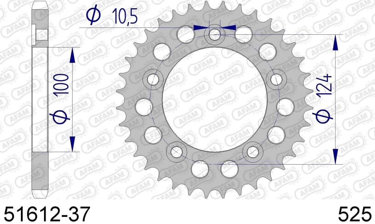 REAR ALU 37T, 525