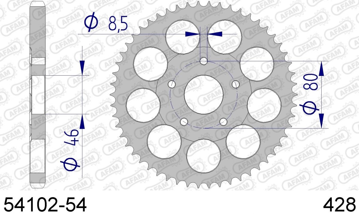 REAR ALU 54T, 428