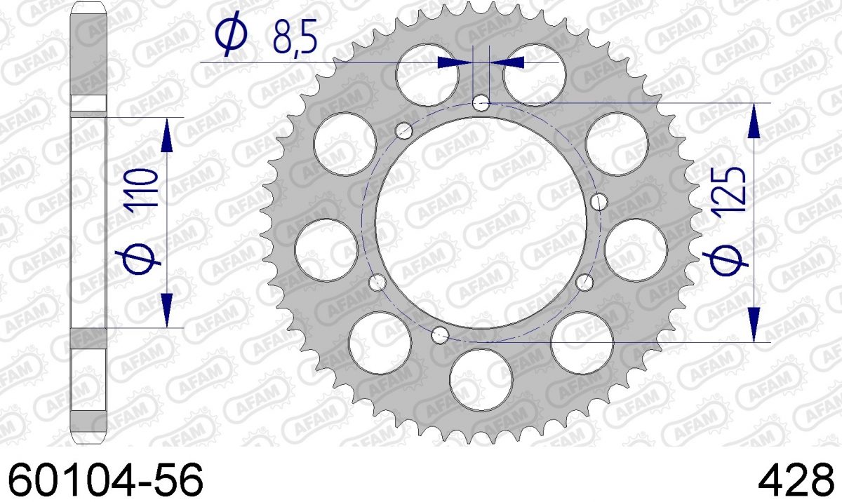 REAR ALU 56T, 428