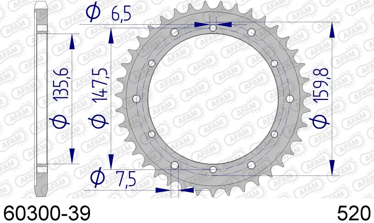 REAR ALU 39T, 520