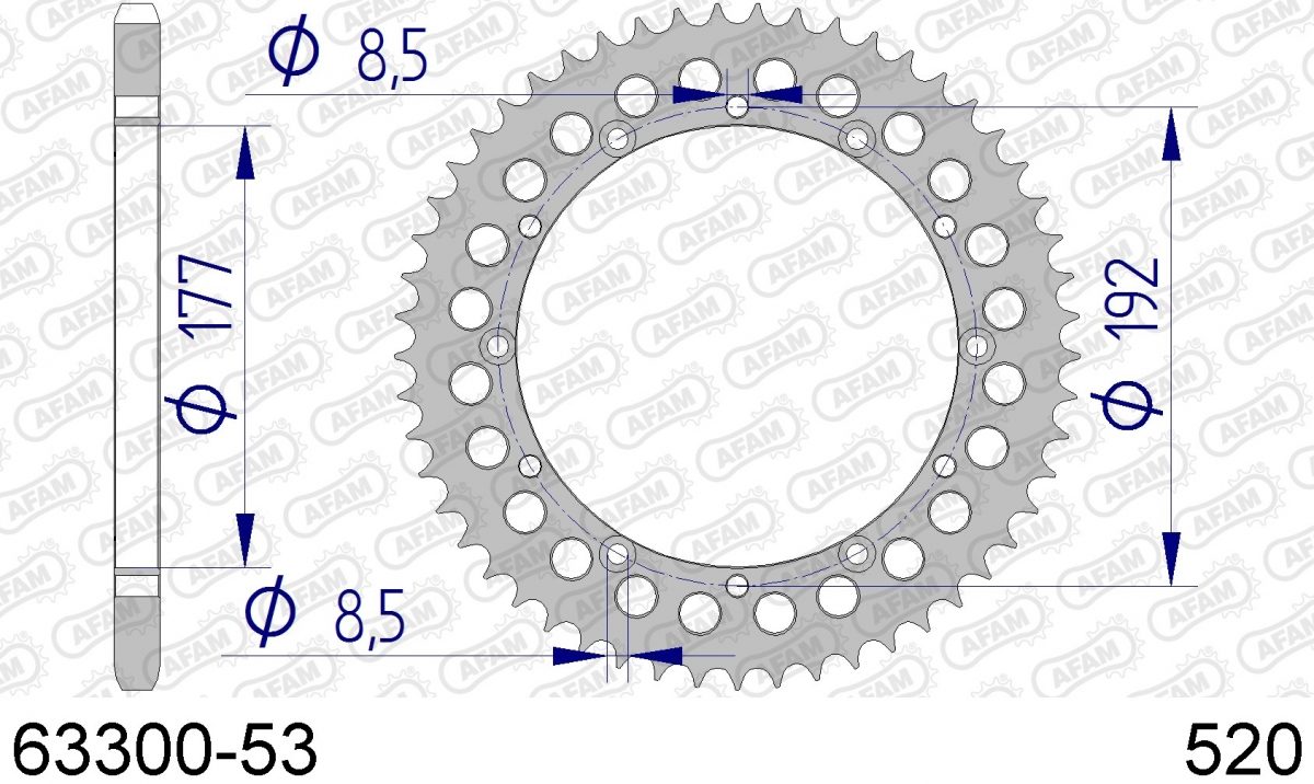 REAR ALU 53T, 520