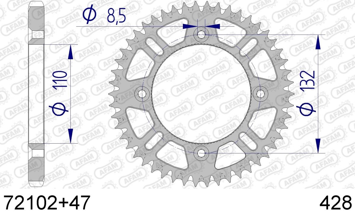 REAR ALU 47T, 428, SELF CLEANING