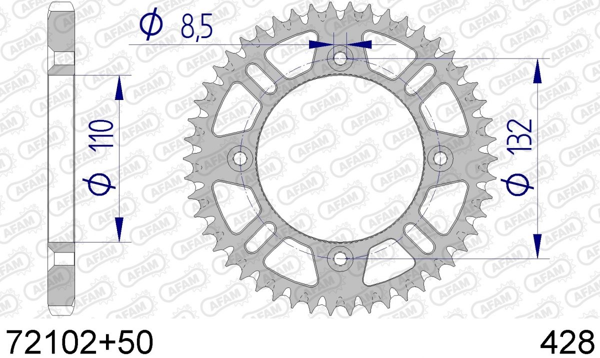 REAR ALU 50T, 428, SELF CLEANING