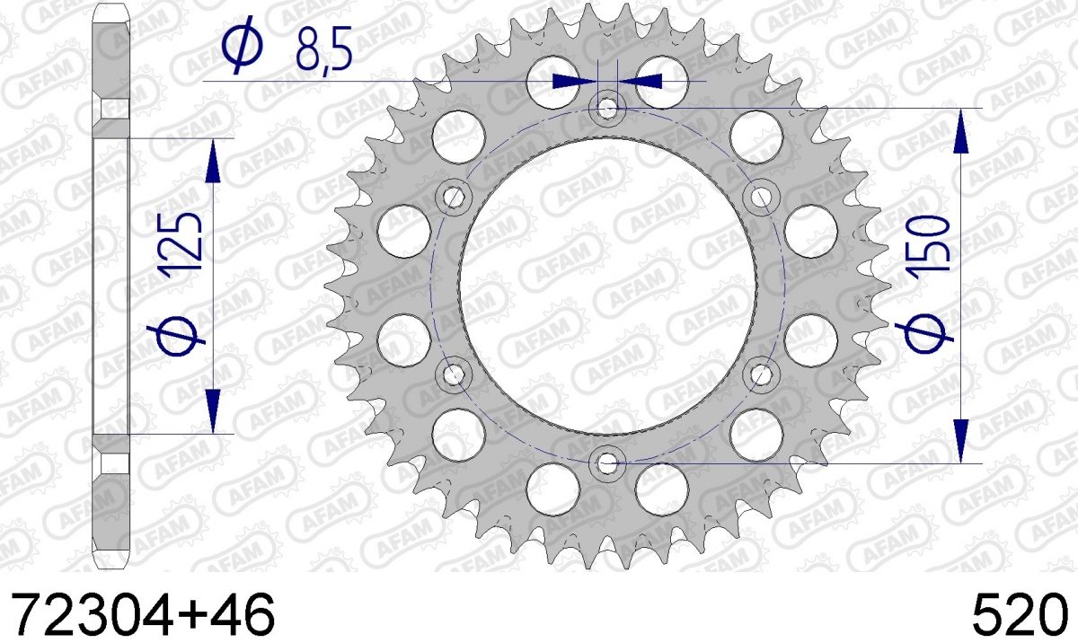 REAR ALU 46T, 520, SELF CLEANING
