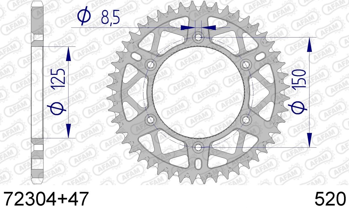 REAR ALU 47T, 520, SELF CLEANING