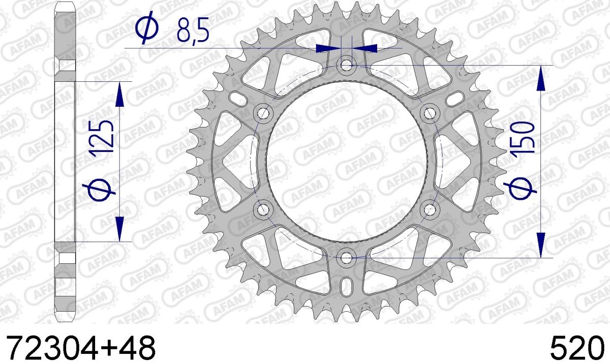 REAR ALU 48T, 520, SELF CLEANING