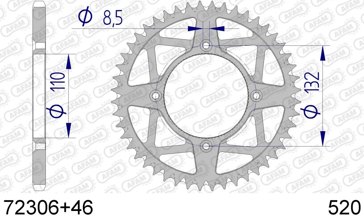 REAR ALU 46T, 520, SELF CLEANING