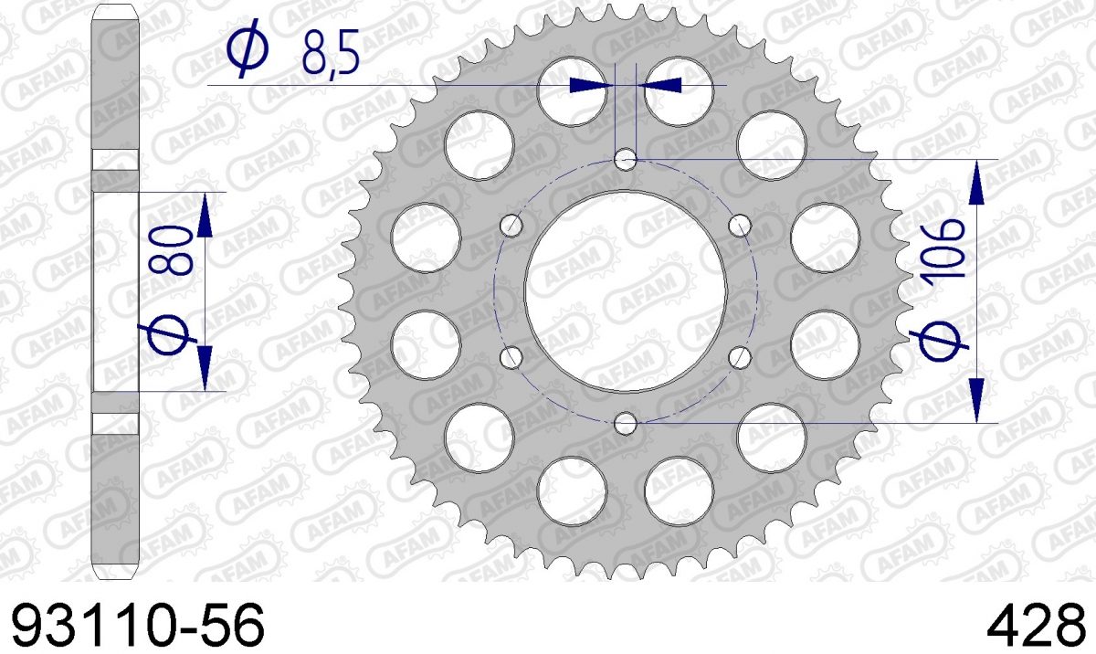 REAR ALU 56T, 428