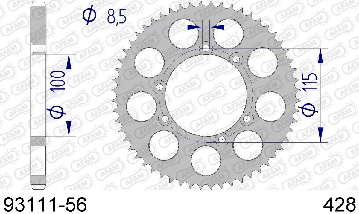 REAR ALU 56T, 428
