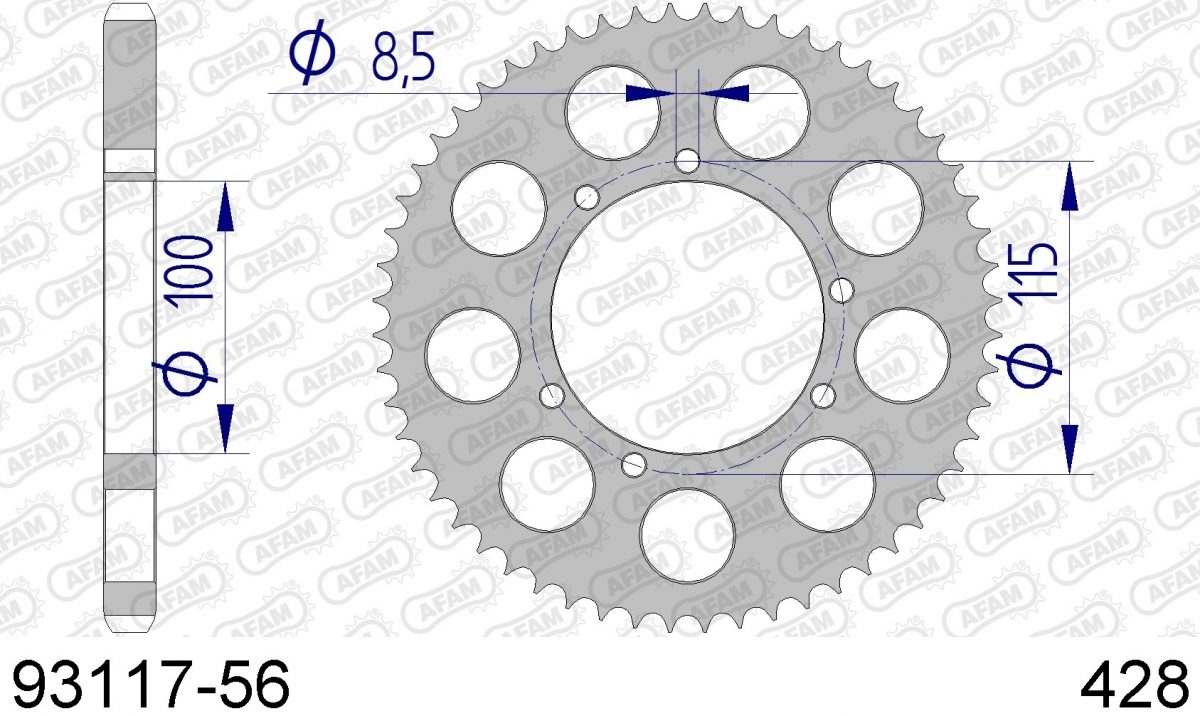 REAR ALU 56T, 428