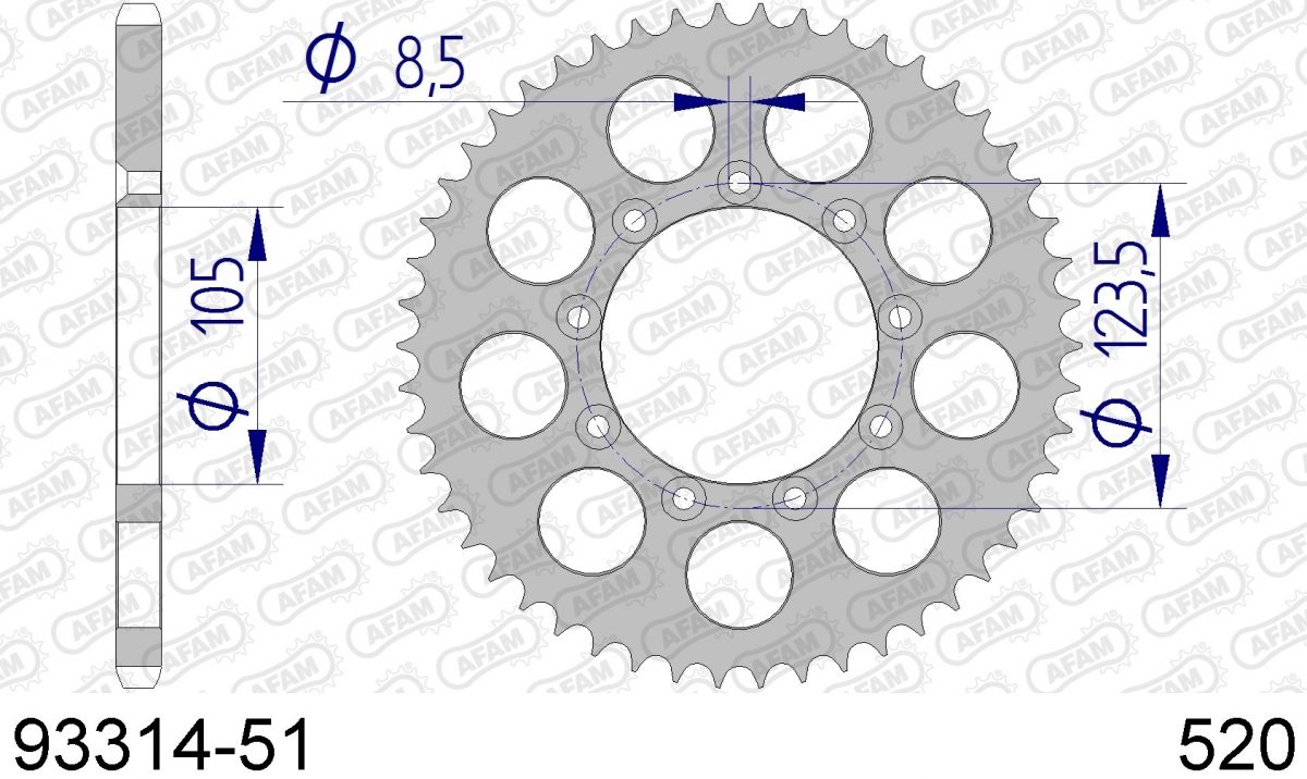 REAR ALU 51T, 520