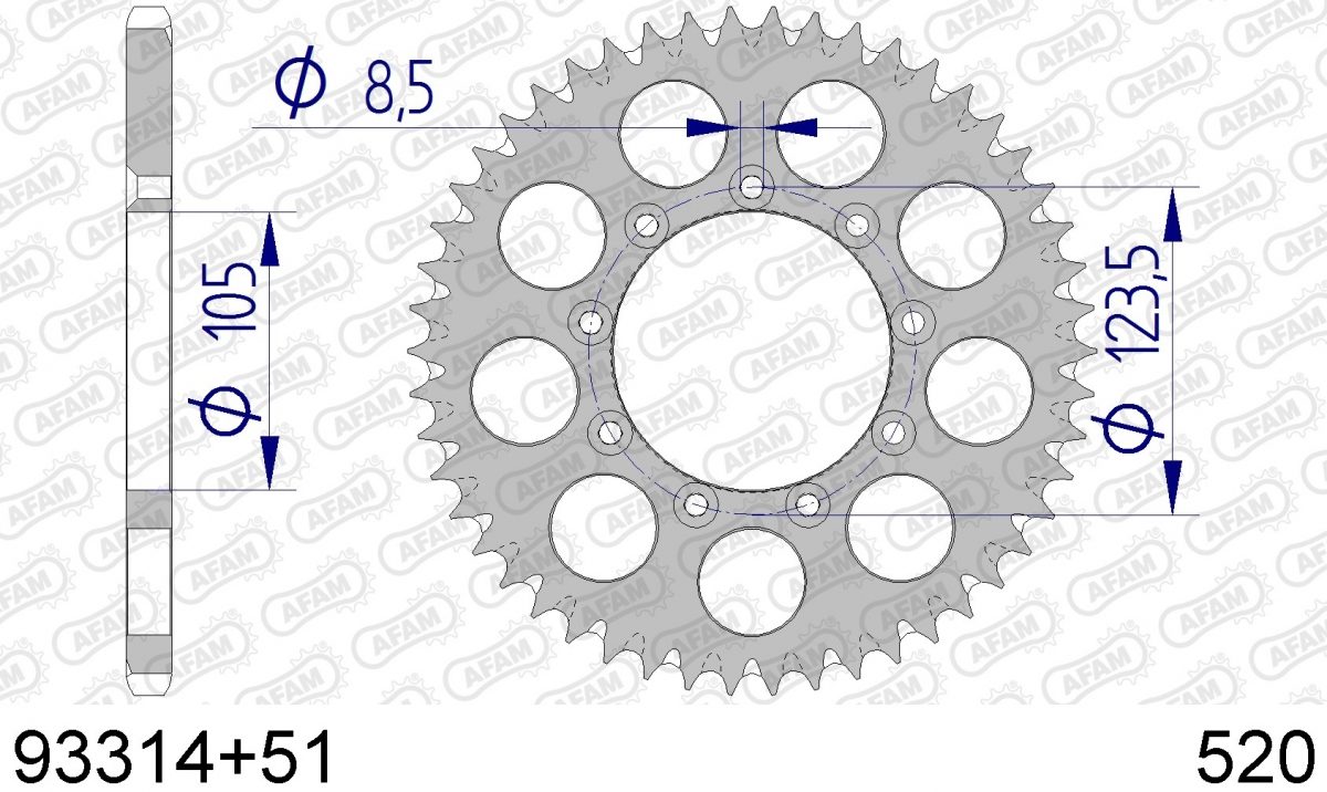 REAR ALU 51T, 520, SELF CLEANING