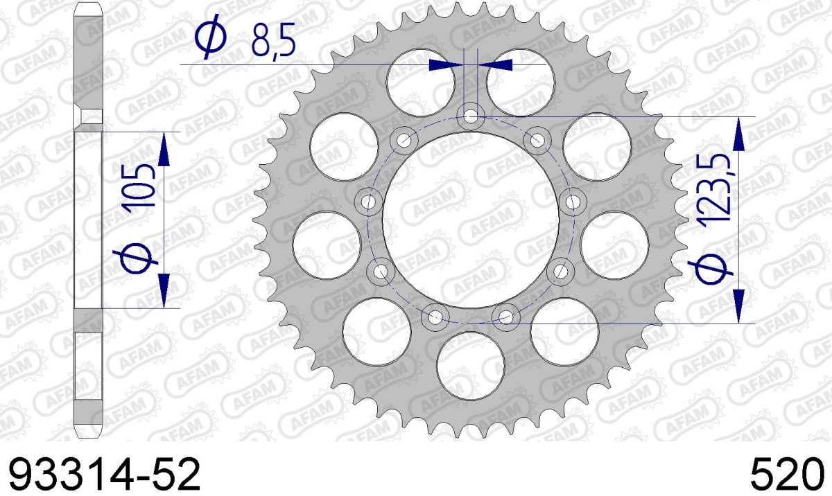 REAR ALU 52T, 520