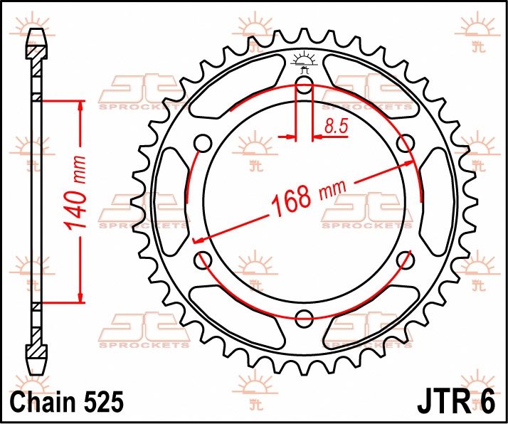 REAR STEEL 41T, 525 8.5MM BOLTS foto 2