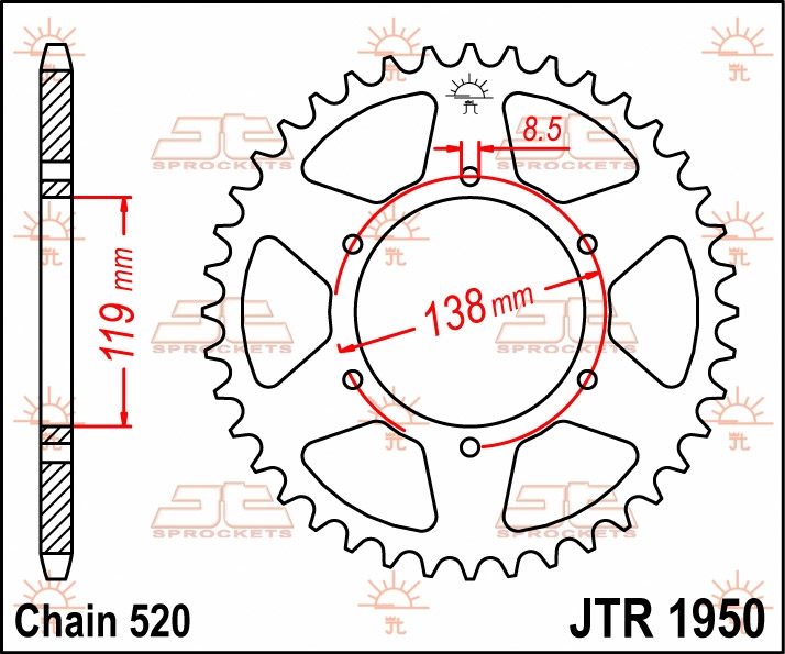 REAR STEEL 42T, 520 foto 2