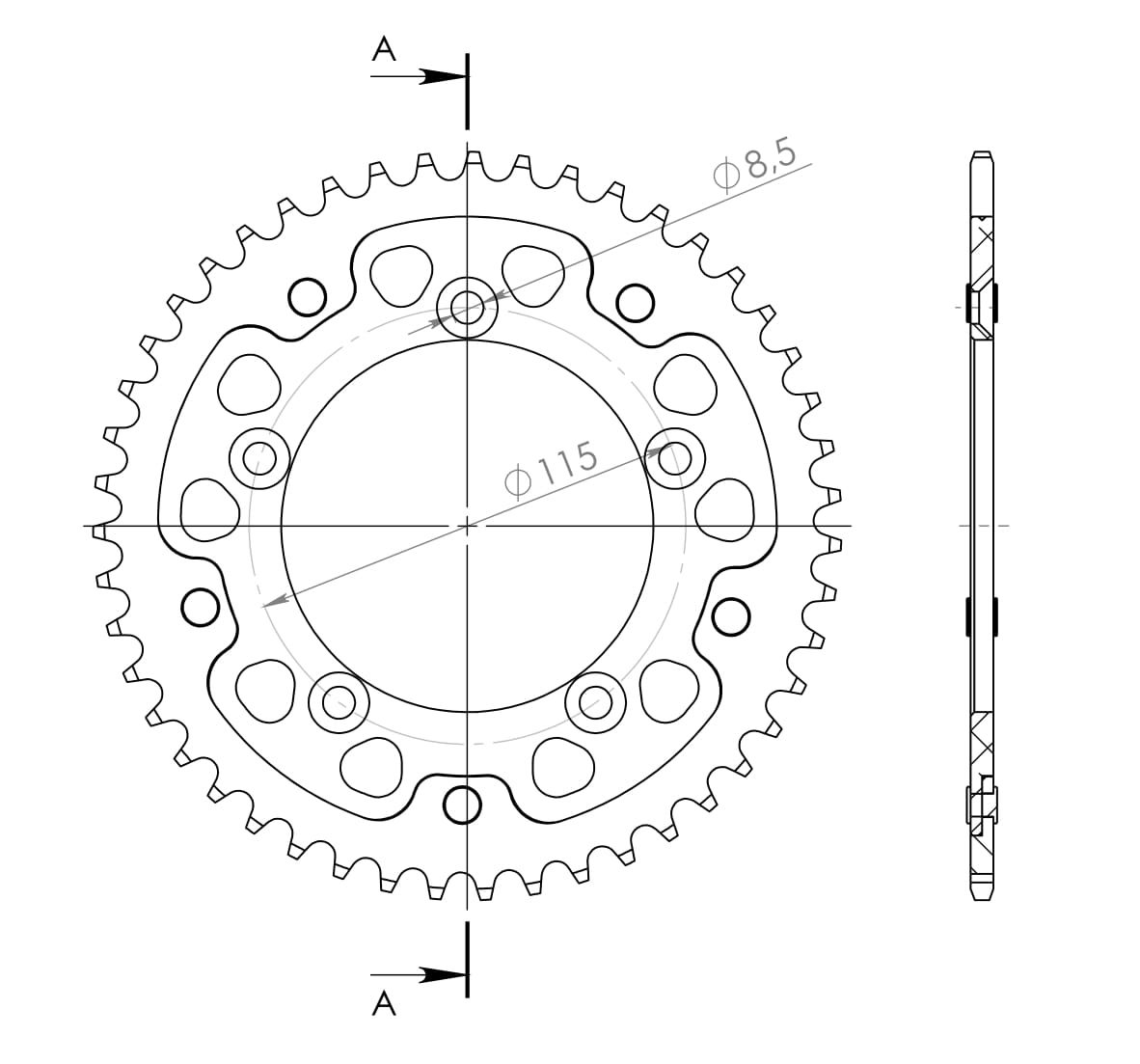 REAR ALU 46T, BLACK, 420 foto 2