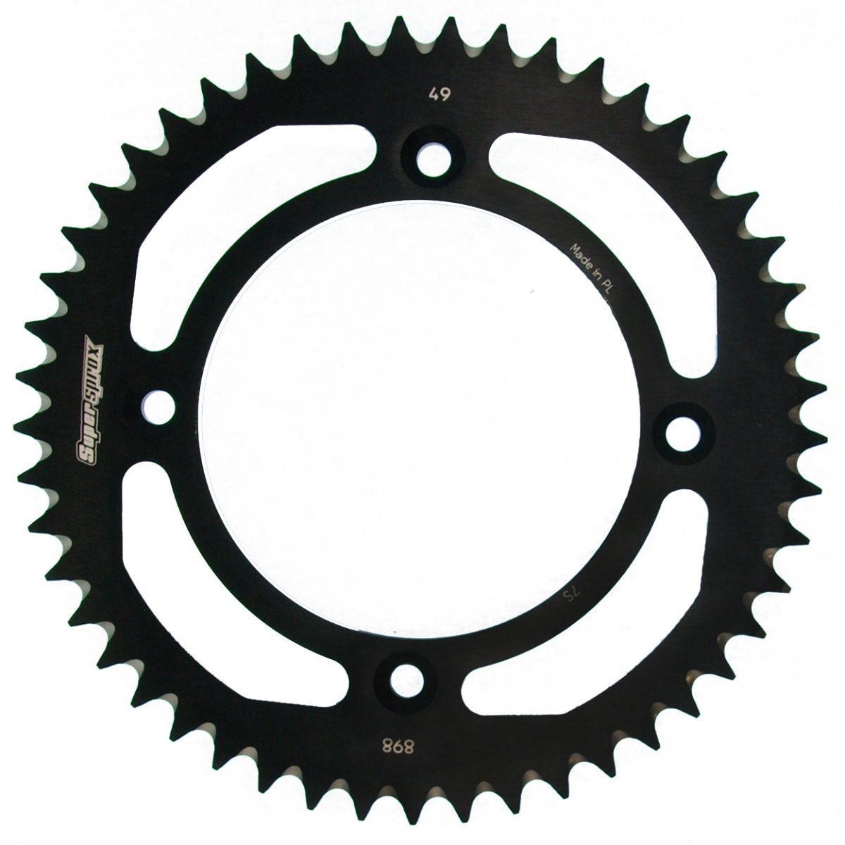 REAR ALU 49T, BLACK, 428