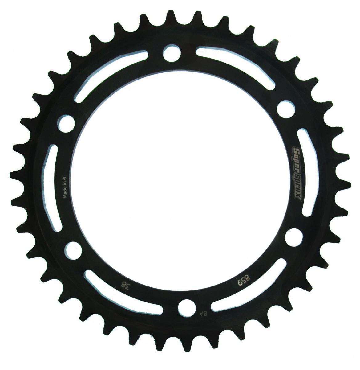 REAR STEEL 38T, BLACK, 530