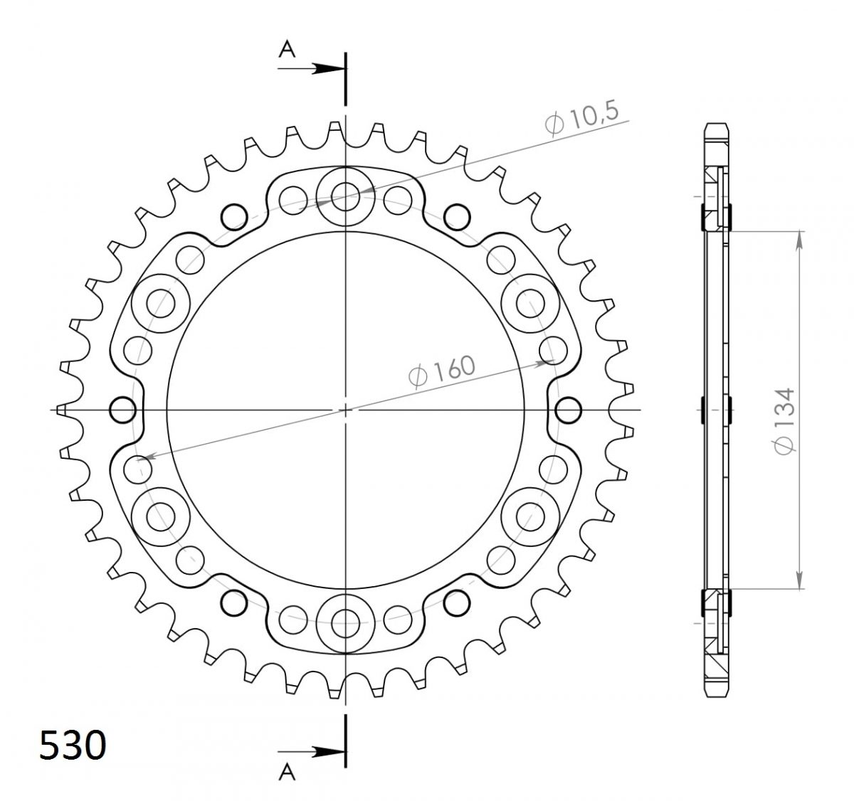 REAR STEALTH 41T, GOLD, 530