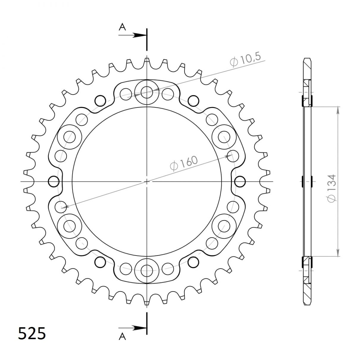 REAR STEALTH 41T, GOLD, 525