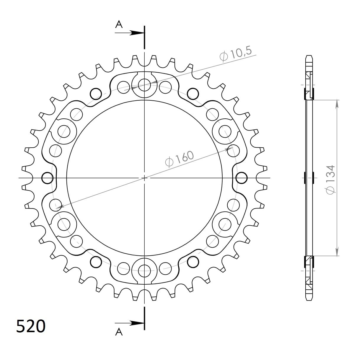 REAR STEALTH 41T, GOLD, 520