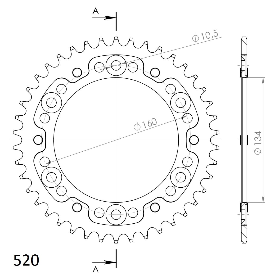 REAR STEALTH 42T, GOLD, 520