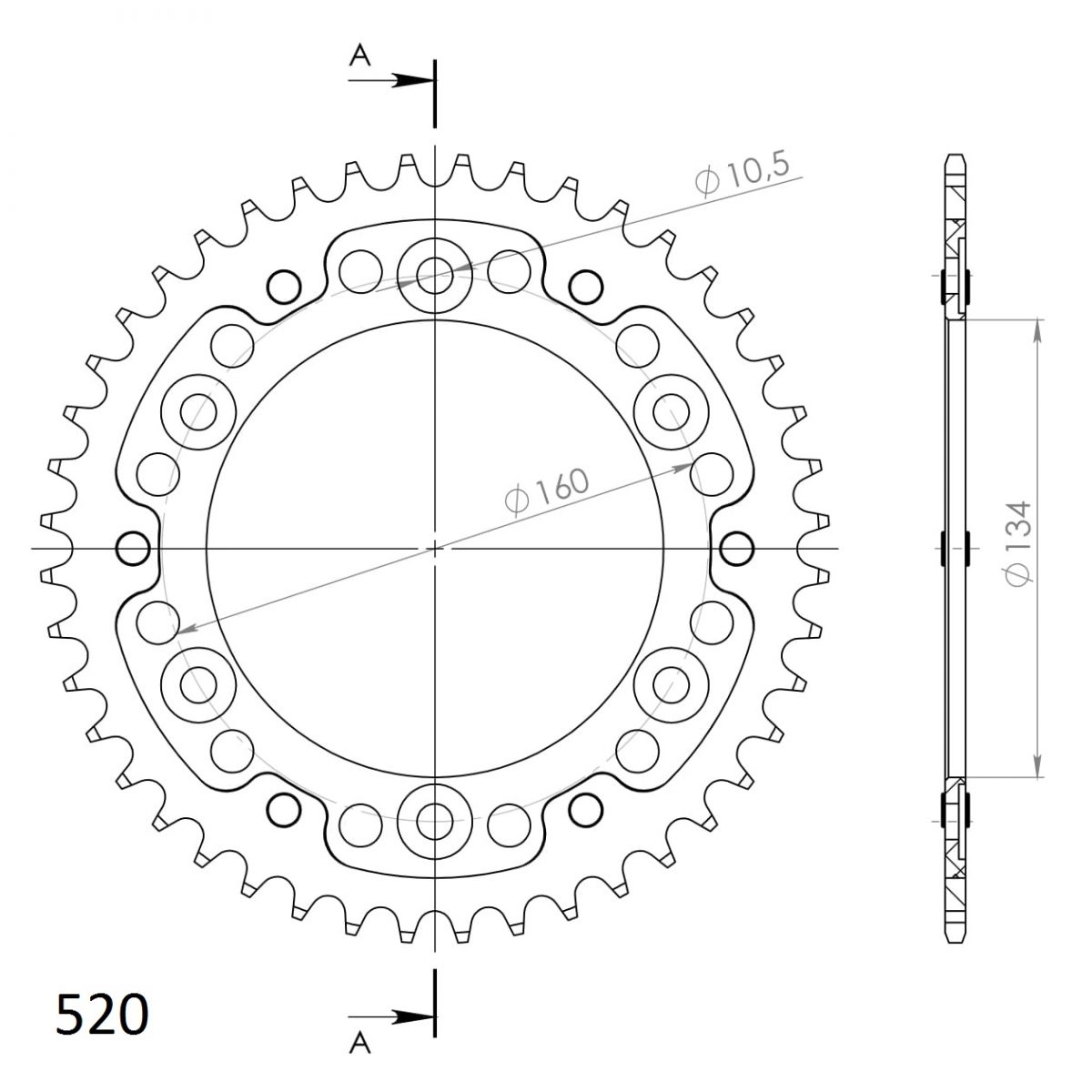 REAR STEALTH 44T, GOLD, 520