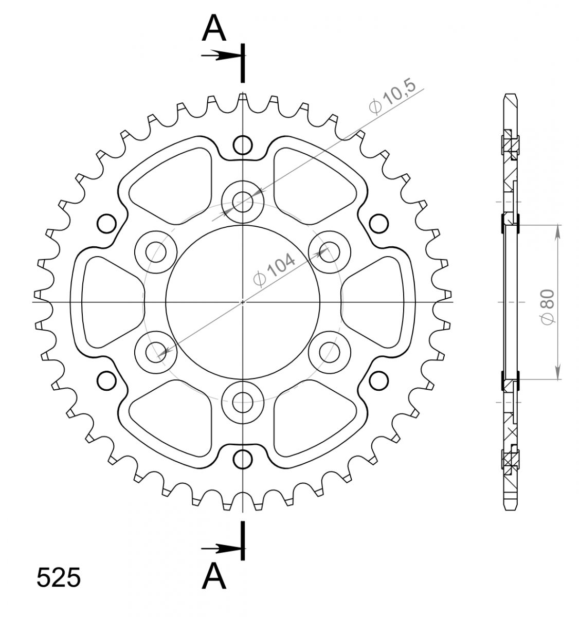 REAR STEALTH 41T, GOLD, 525