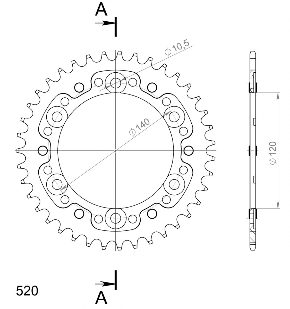 REAR STEALTH 40T, GOLD, 520