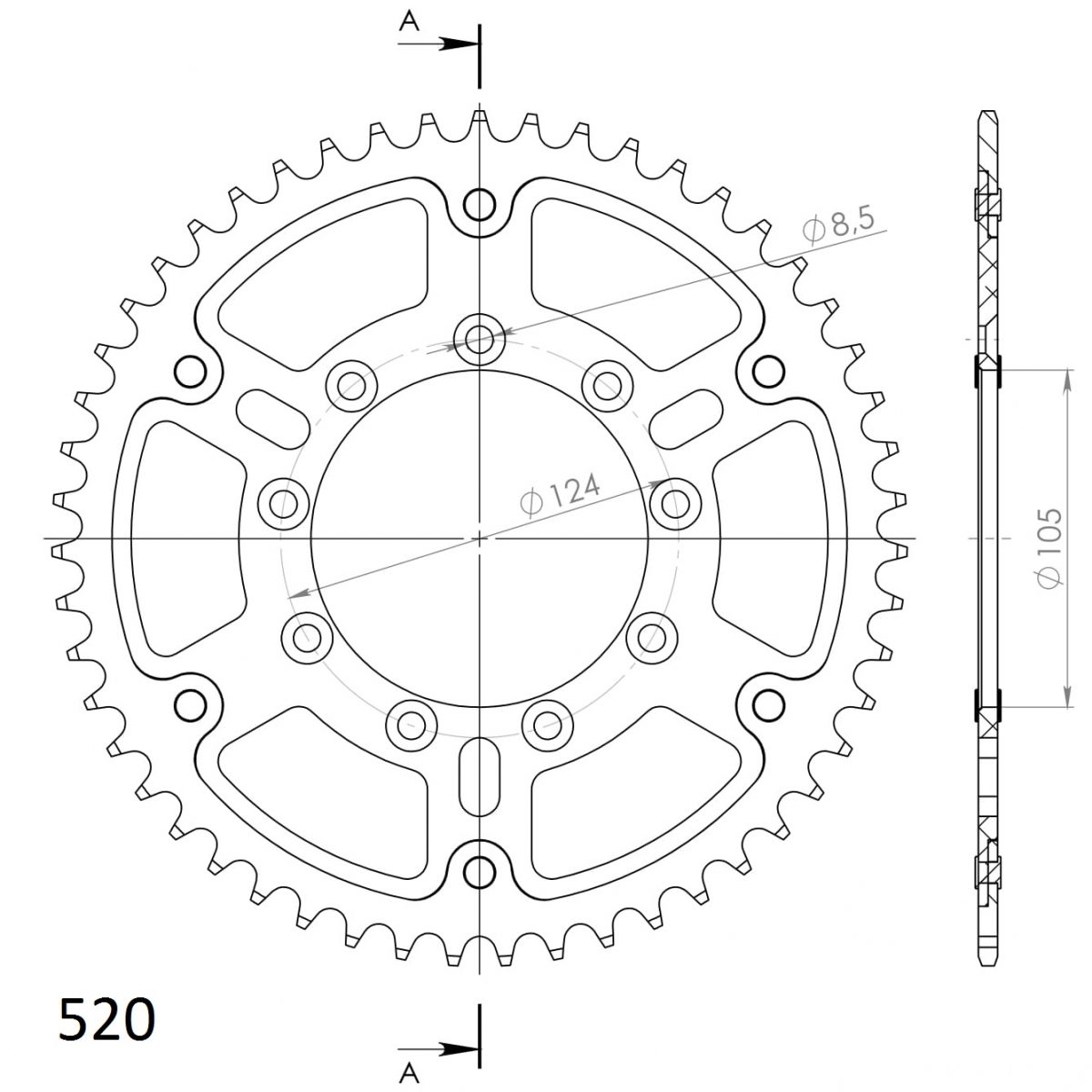 REAR STEALTH 50T, GOLD, 520