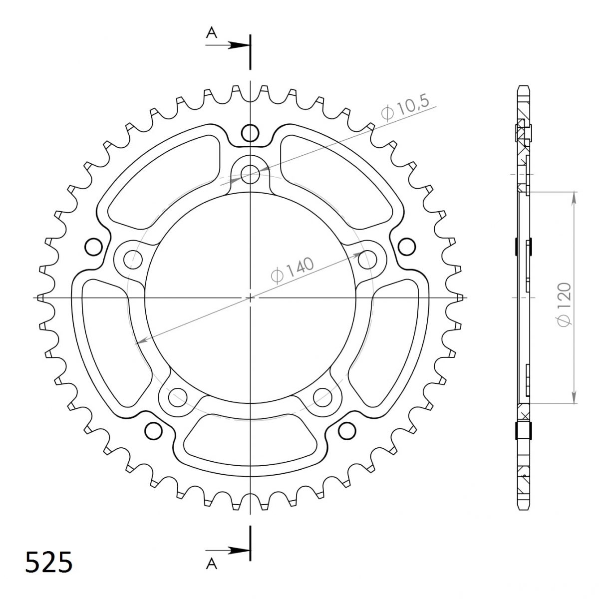 REAR STEALTH 45T, GOLD, 525