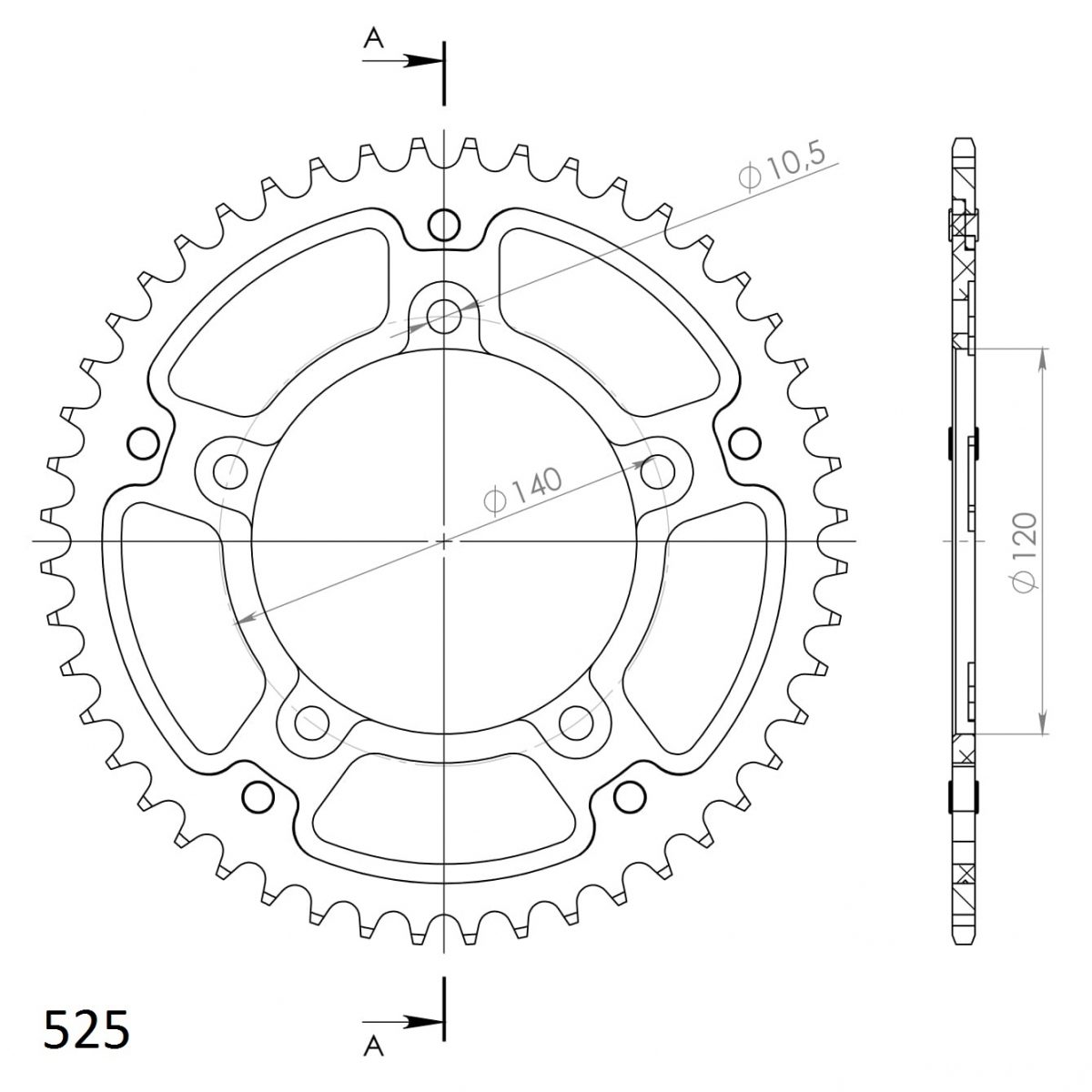 REAR STEALTH 47T, GOLD, 525