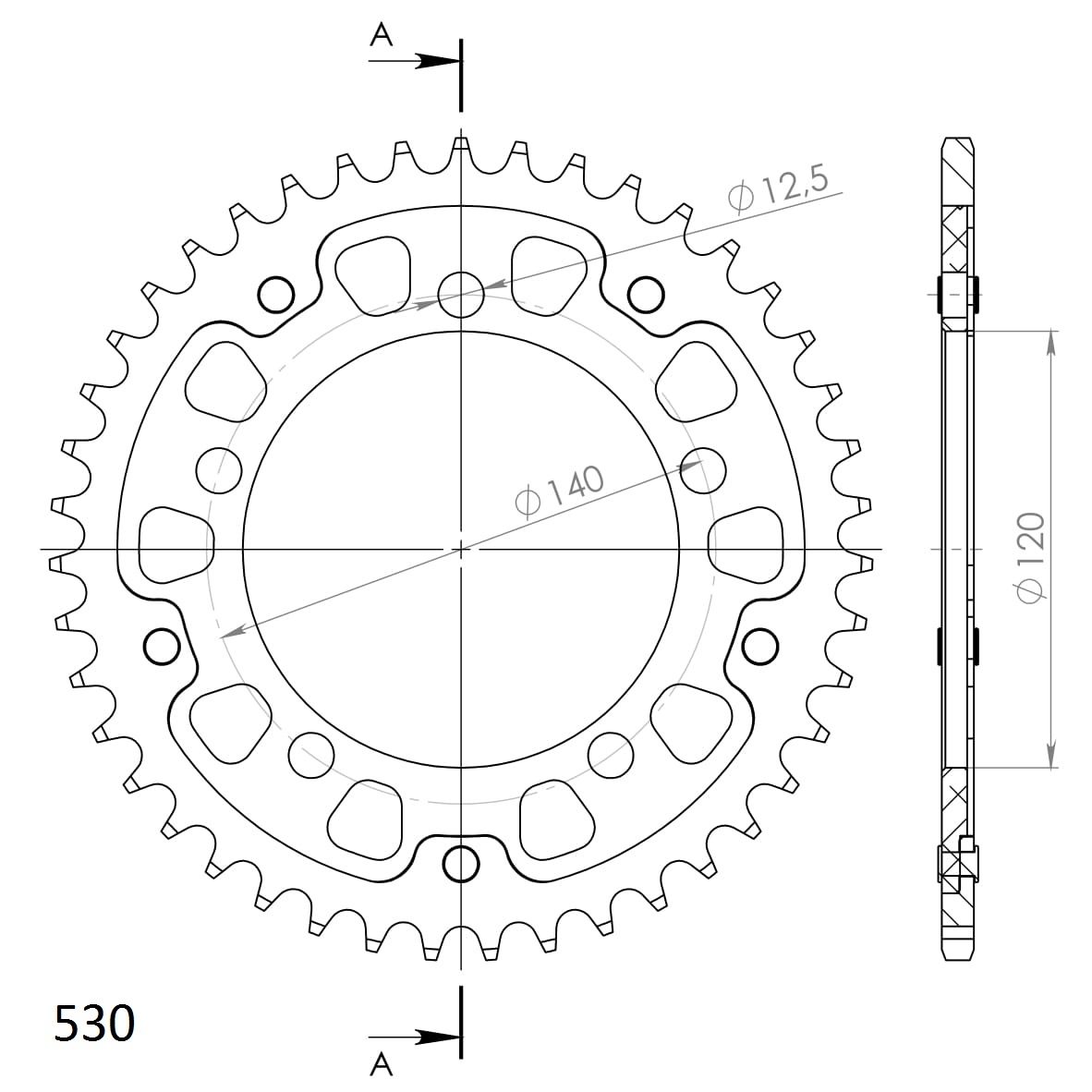 REAR STEALTH 43T, GOLD, 530
