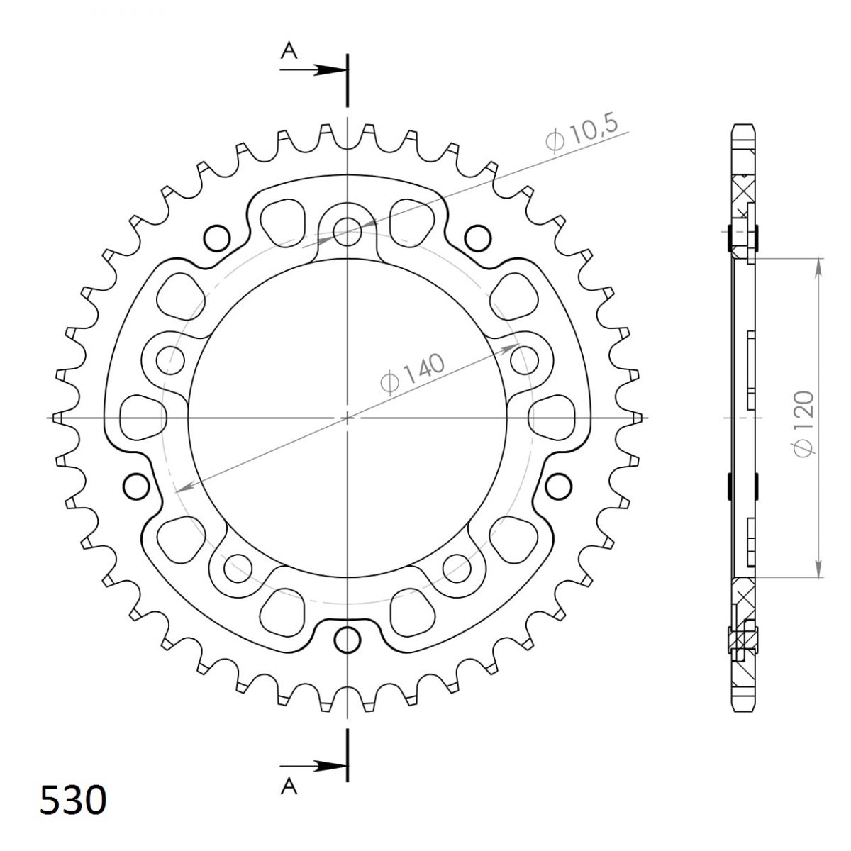 REAR STEALTH 42T, GOLD, 530