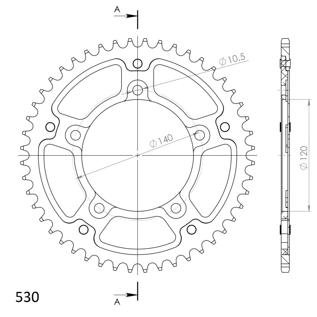 REAR STEALTH 45T, GOLD, 530
