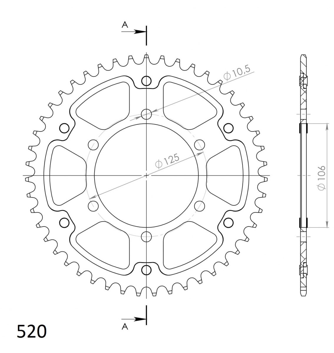 REAR STEALTH 47T, GOLD, 520