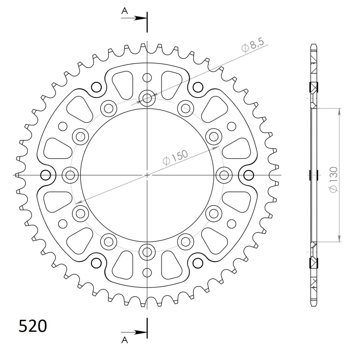 REAR STEALTH 48T, GOLD, 520