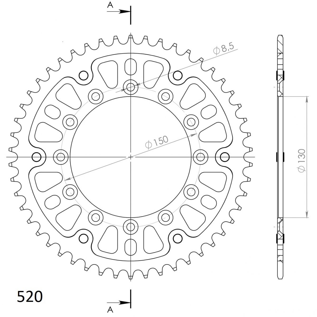 REAR STEALTH 50T, GOLD, 520